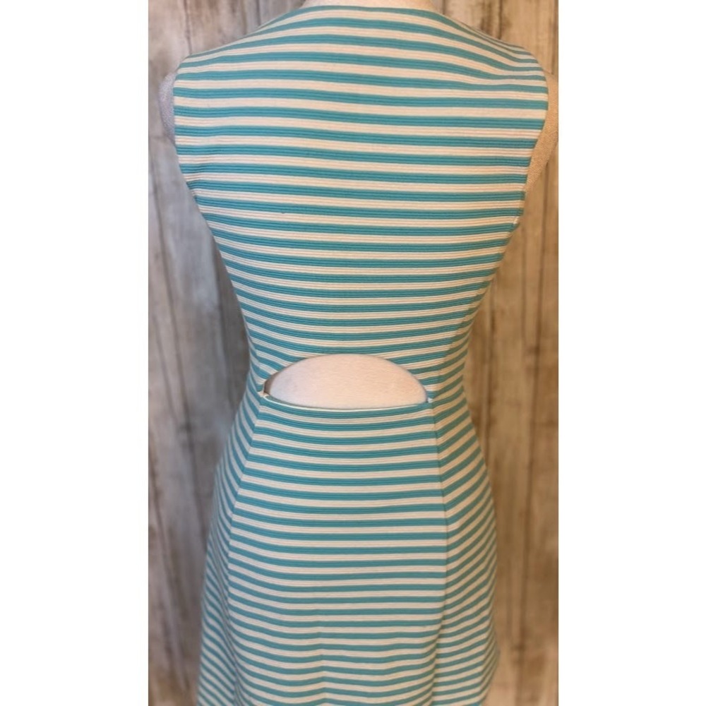 Lilly Pulitzer Striped Sheath Dress Womens XS Turquoise White Excellent Cutout - Picture 6 of 9